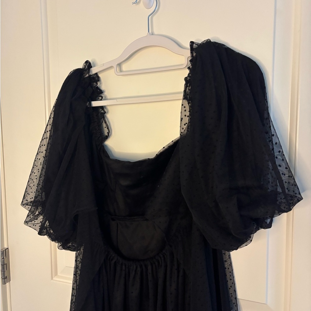 Windsor Black Polka Dot Sheer Dress - Picture 9 of 12